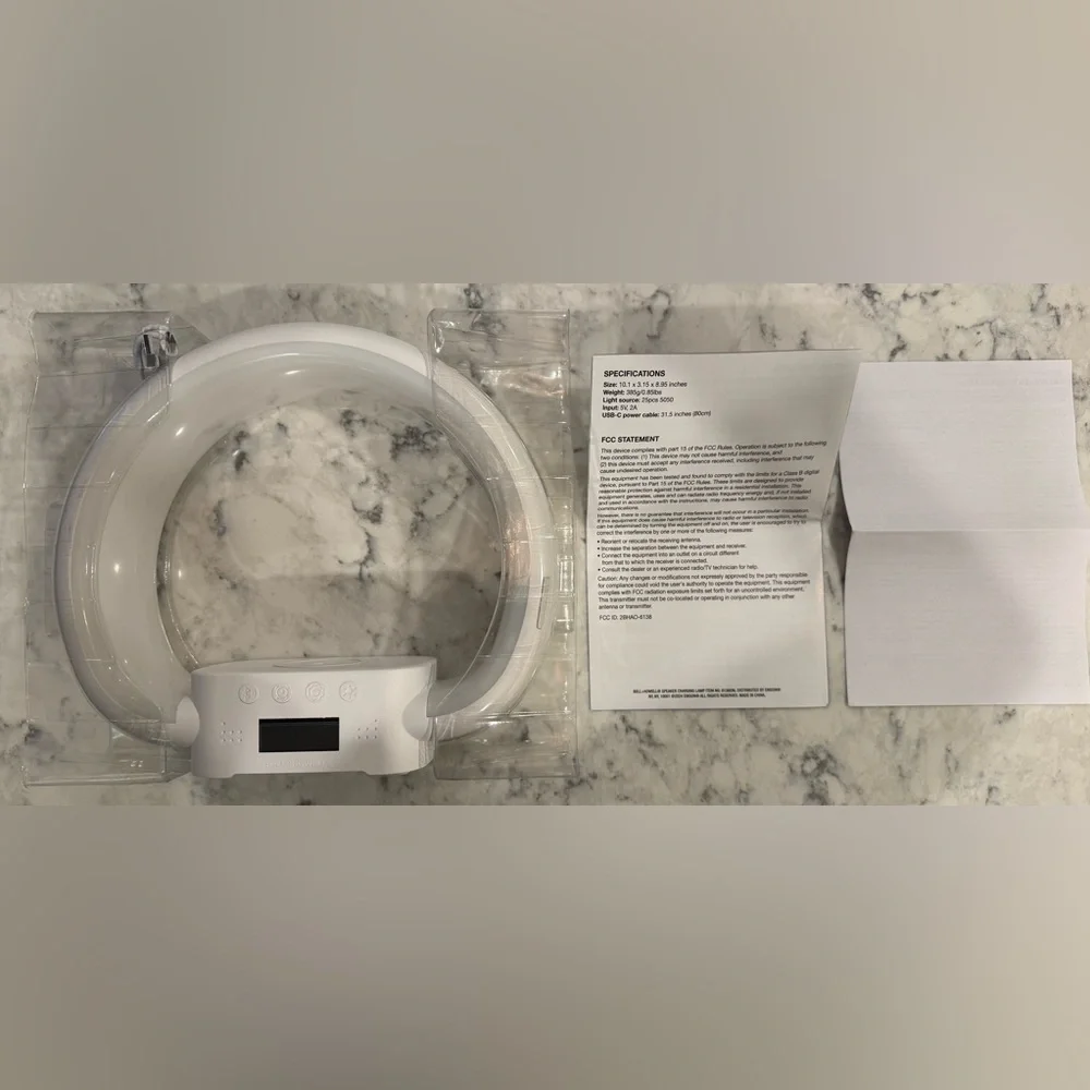 Bell + Howell Bluetooth Speaker Table Lamp Wireless Phone Charger Stand Alarm - Picture 7 of 8